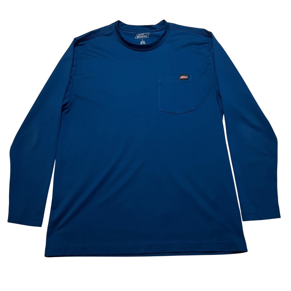 Dickies Shirt Mens Large‎ Blue Genuine Long Sleeve Pocket Performance Tee 5940